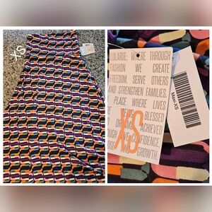 NWT LuLaRoe Pink Orange Purple Geometric Chains Maxi Skirt Size XS
